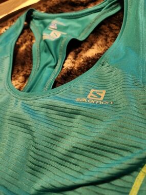Salomon Women's Teal Ribbed Racerback Sports Bra
